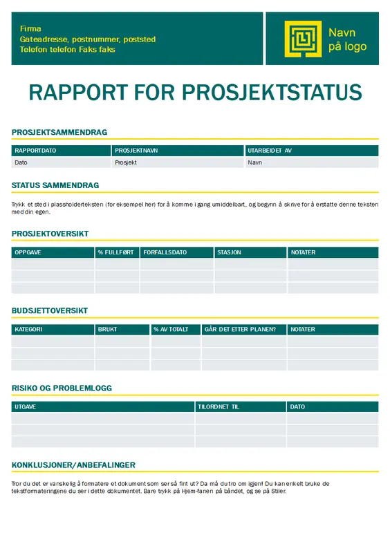 Statusrapport for prosjekt modern simple