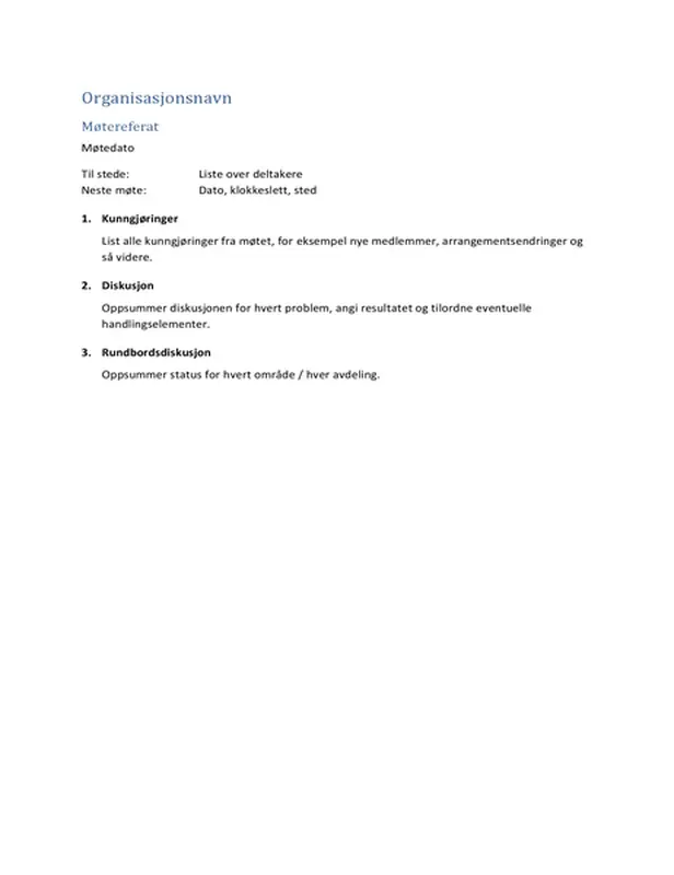 Møtereferat (kortform)