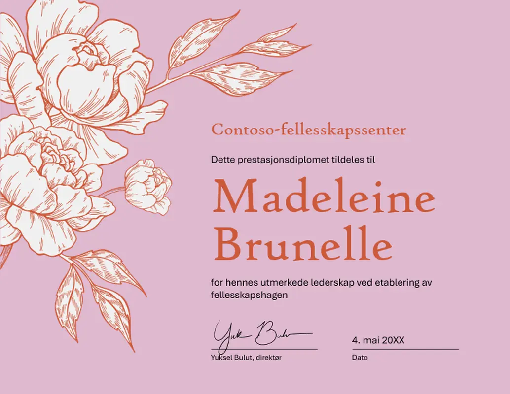 Prestasjonsdiplom med blomstermønster vintage-botanical