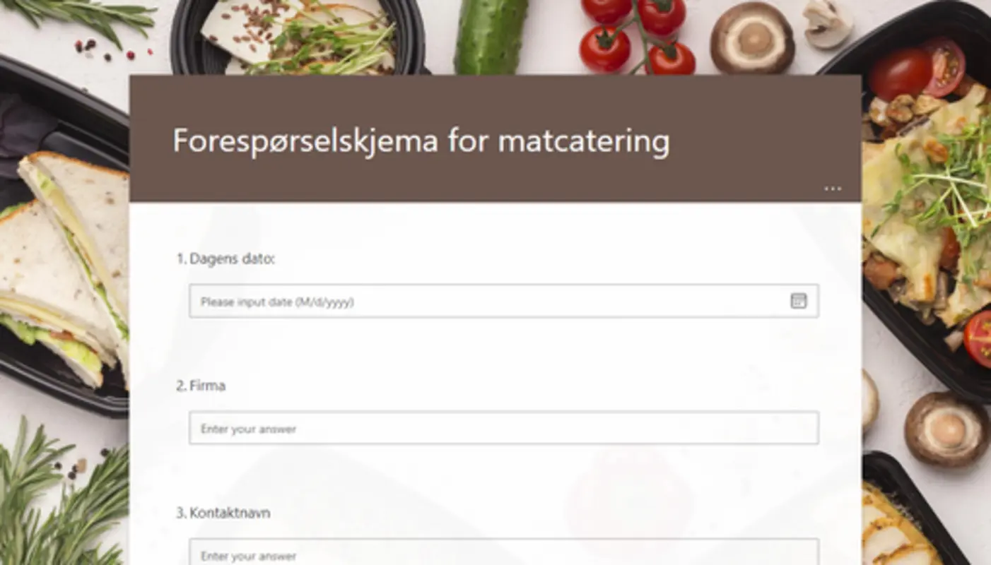 Forespørselskjema for matcatering brown