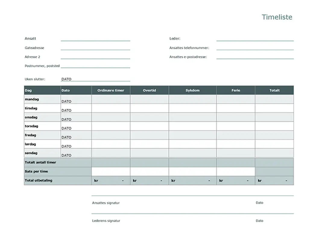 Timeliste modern simple