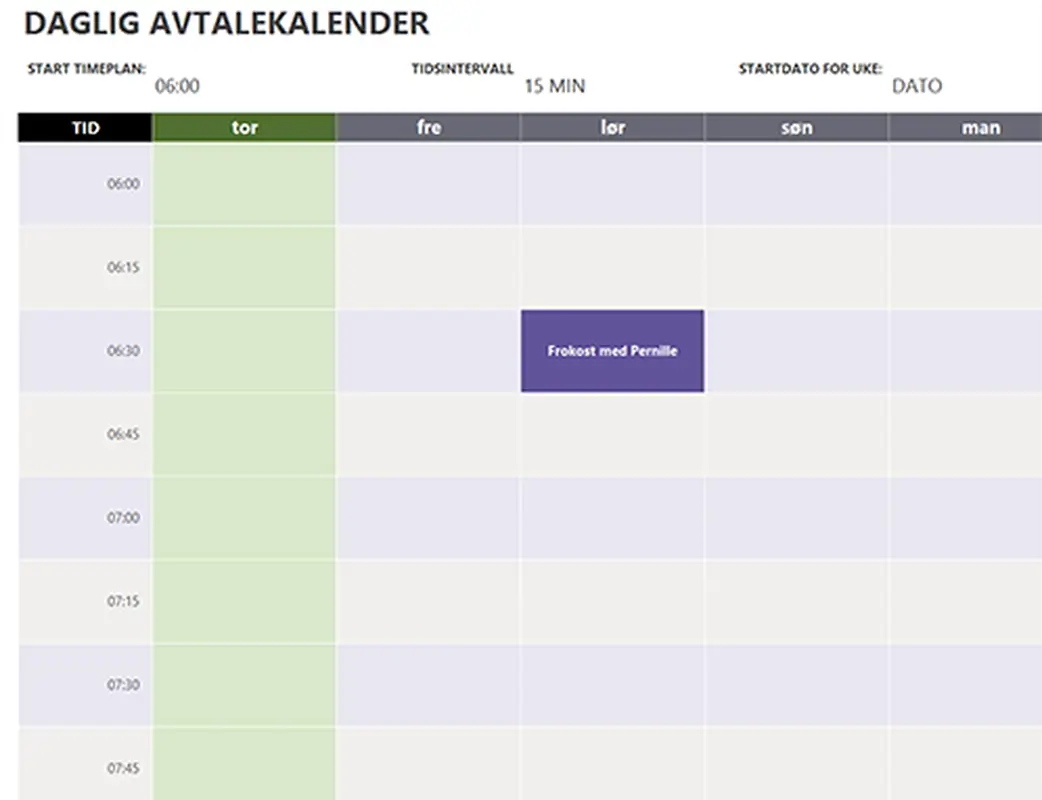 Daglig avtalekalender