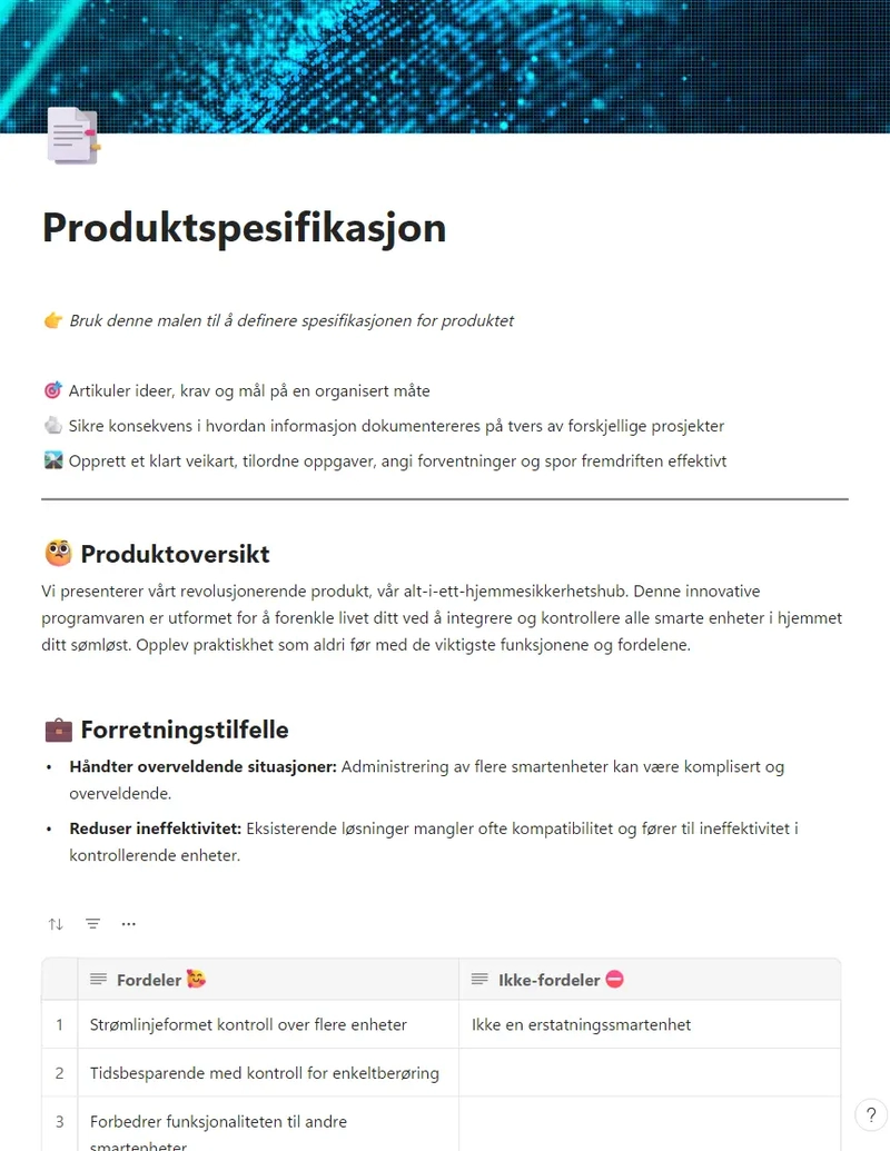 Produktspesifikasjon