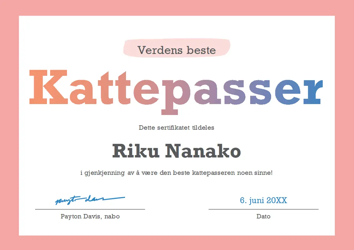 Sertifikat for Verdens beste modern-simple