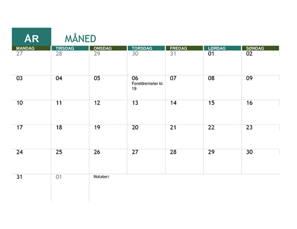 Akademisk kalender modern simple