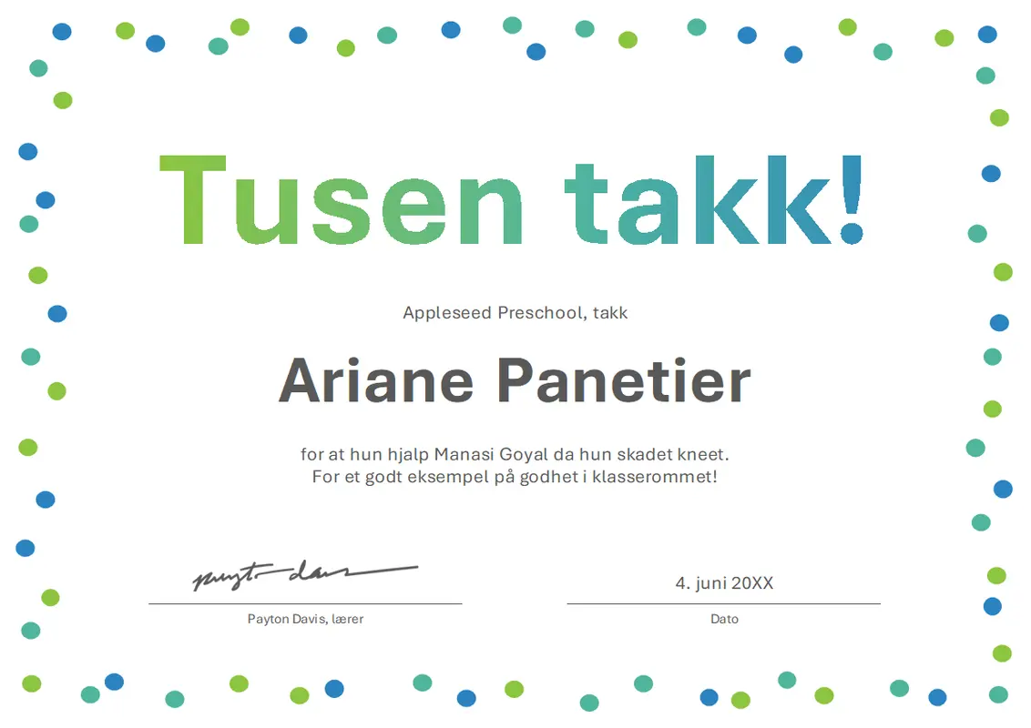 Takkediplom med konfetti  modern-simple