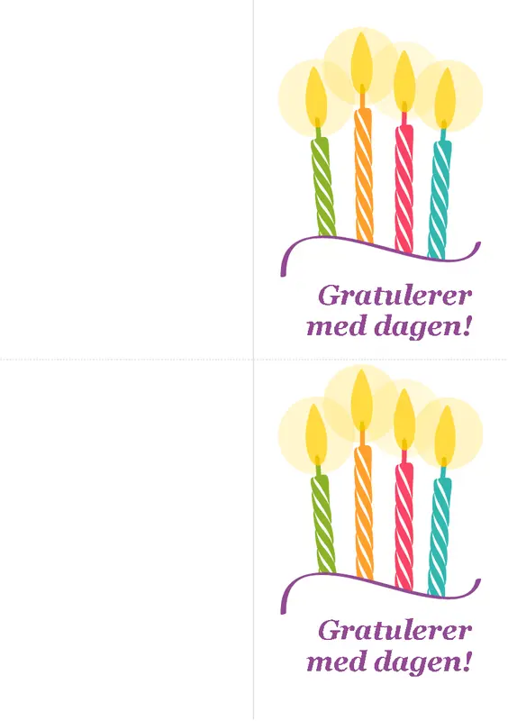 Fødselsdagskort (to per side)  modern-simple