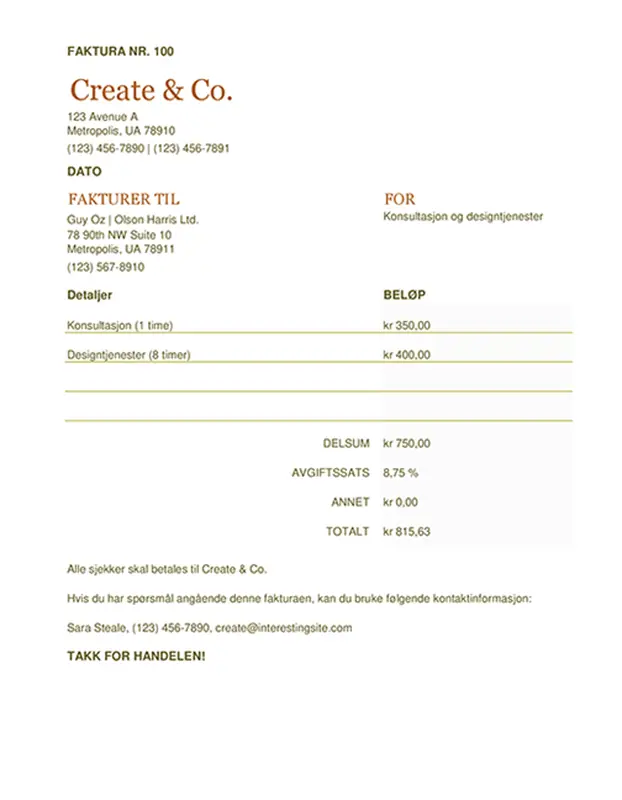 Faktura (regneark) modern simple