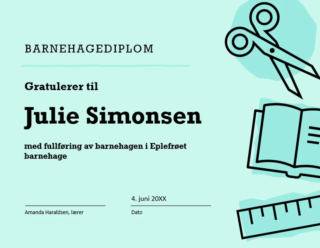 Sertifikat for barnehagediplom modern bold