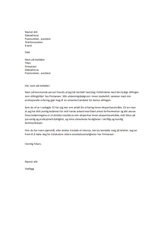 Jobbsøknad når man har blitt henvist