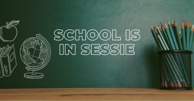 School is in sessie green modern-simple