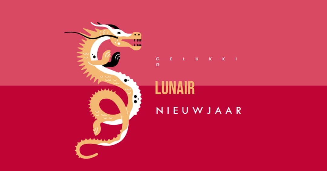 Jaar van de draak red modern-bold
