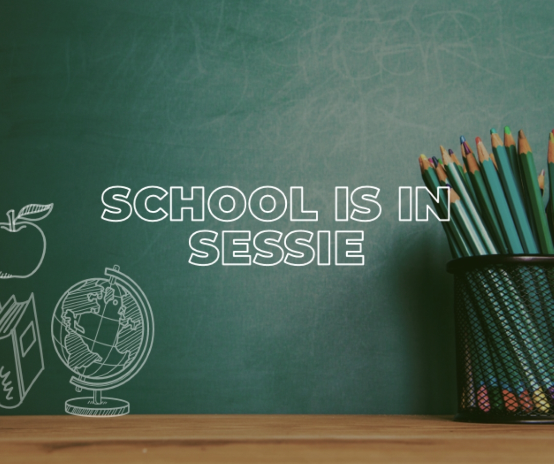 School is in sessie green modern-simple