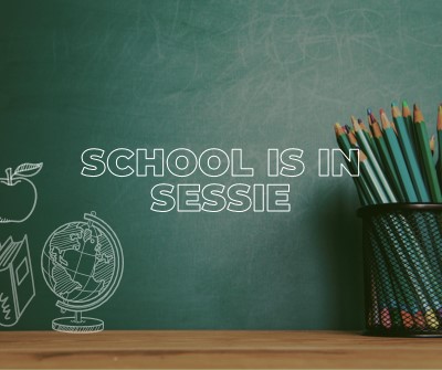 School is in sessie green modern-simple