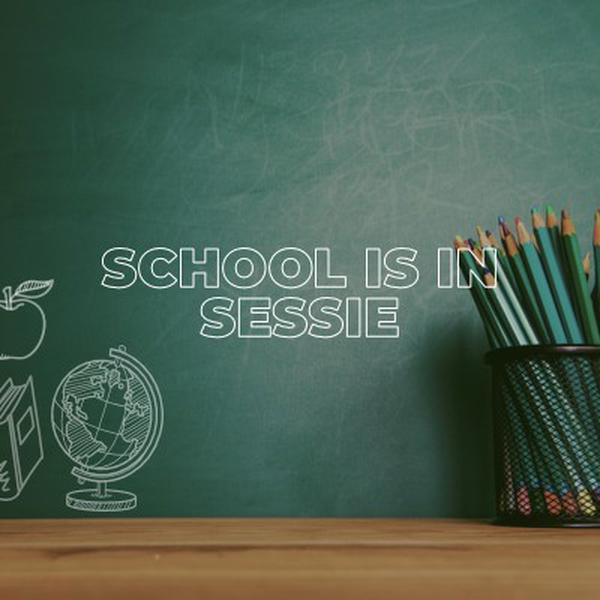 School is in sessie green modern-simple