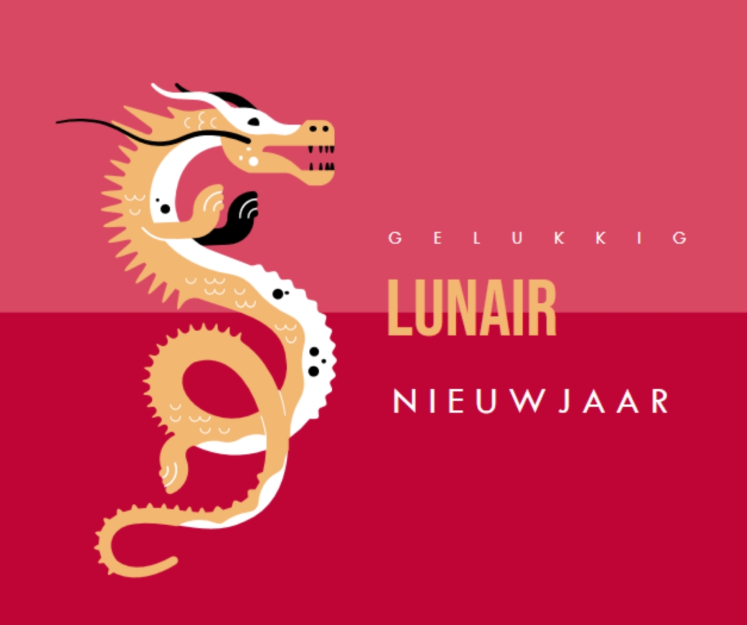 Jaar van de draak red modern-bold