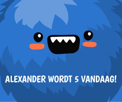 Klein monster wordt vijf blue whimsical-color-block