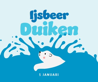 Gelukkige ijsbeer dompeldag blue whimsical-color-block