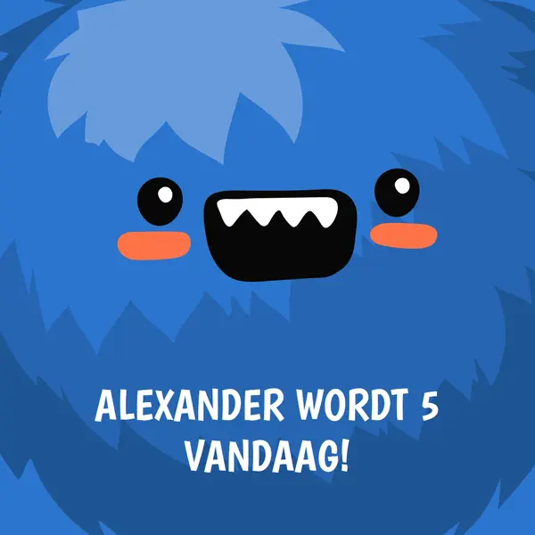 Klein monster wordt vijf blue whimsical-color-block