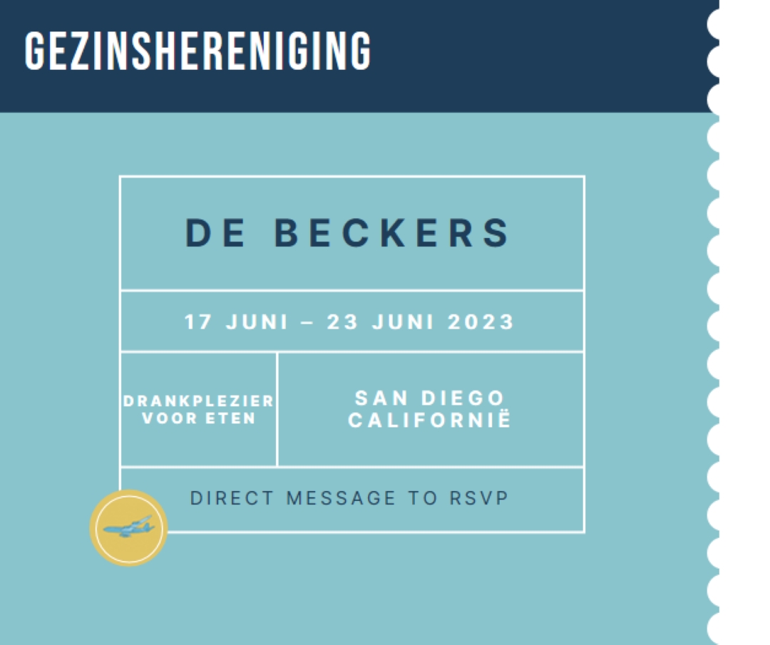 Ticket voor de reünie blue modern-bold