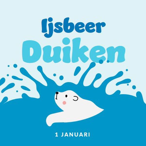 Gelukkige ijsbeer dompeldag blue whimsical-color-block