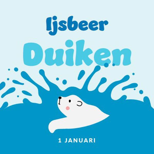 Gelukkige ijsbeer dompeldag blue whimsical-color-block