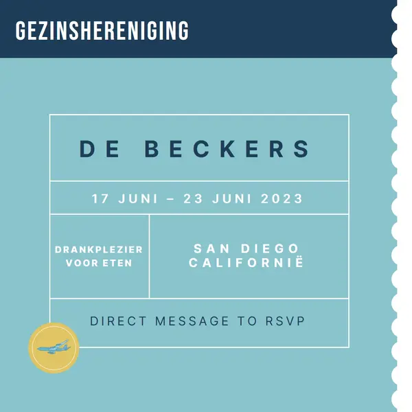 Ticket voor de reünie blue modern-bold