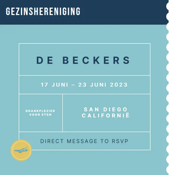 Ticket voor de reünie blue modern-bold