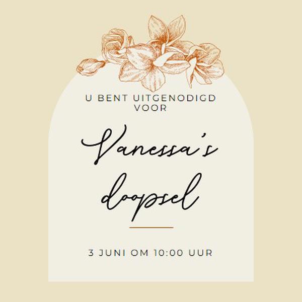 Doop uitnodigen yellow vintage-botanical