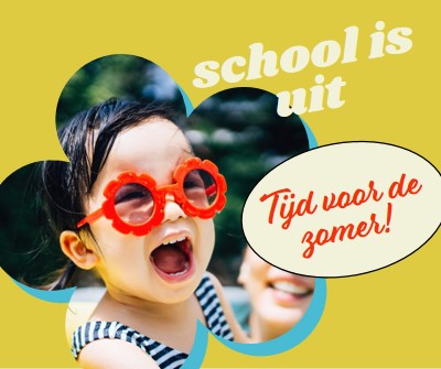 School is uit, zwembad is binnen yellow whimsical-color-block