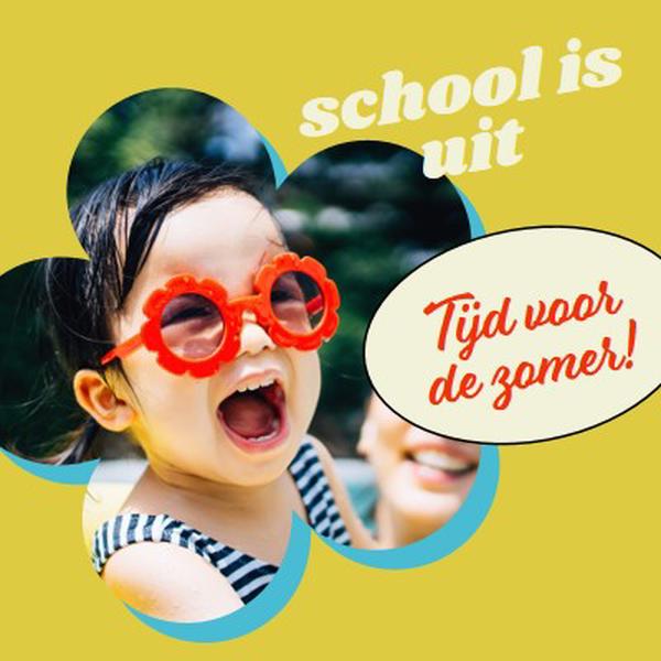 School is uit, zwembad is binnen yellow whimsical-color-block