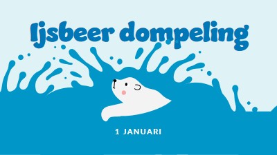 Gelukkige ijsbeer dompeldag blue whimsical-color-block