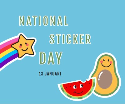 Gelukkige nationale stickerdag blue whimsical-color-block