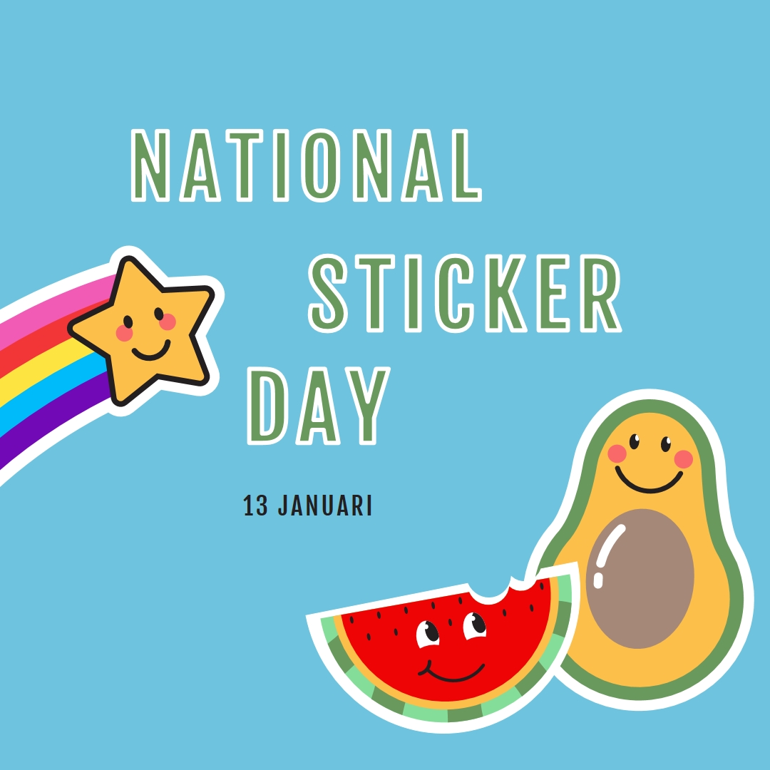 Gelukkige nationale stickerdag blue whimsical-color-block