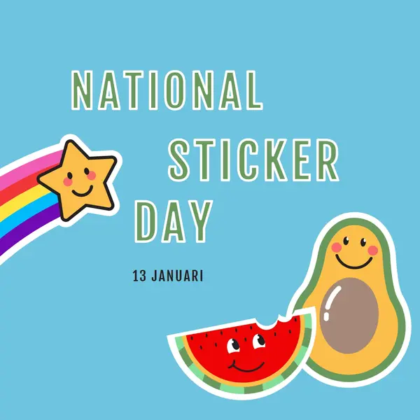 Gelukkige nationale stickerdag blue whimsical-color-block