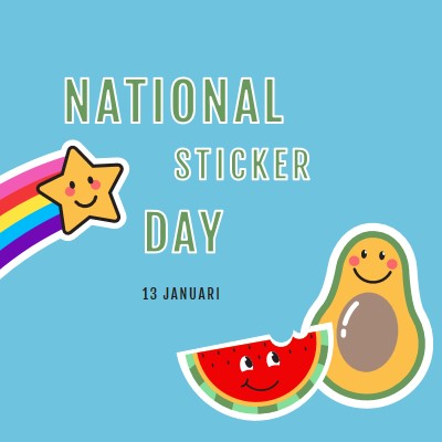 Gelukkige nationale stickerdag blue whimsical-color-block