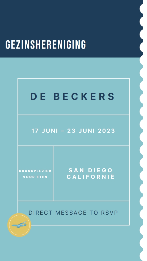 Ticket voor de reünie blue modern-bold