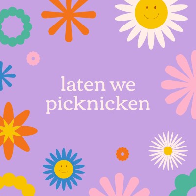 Laten we picknicken purple retro,playful,graphic,floral,bright