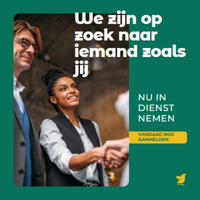 We zijn op zoek naar iemand zoals jij green modern,simple,corporate,minimal,neutral,geometric