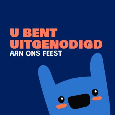 U bent uitgenodigd voor ons feest blue whimsical,bold,monster