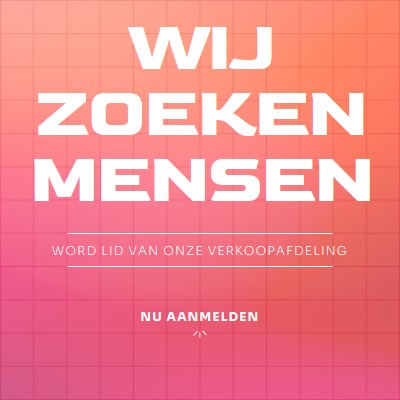 We zijn aan het inhuren - doe mee! pink simple,bold,gradient,grid,minimal,bright