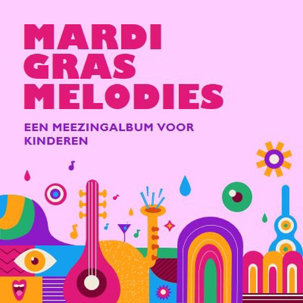Mardi Gras melodies voor kinderen pink whimsical,fun,illustration,geometric,graphic,bright