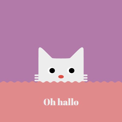 Hallo. red cute,simple,cat,neutral,bright,fun