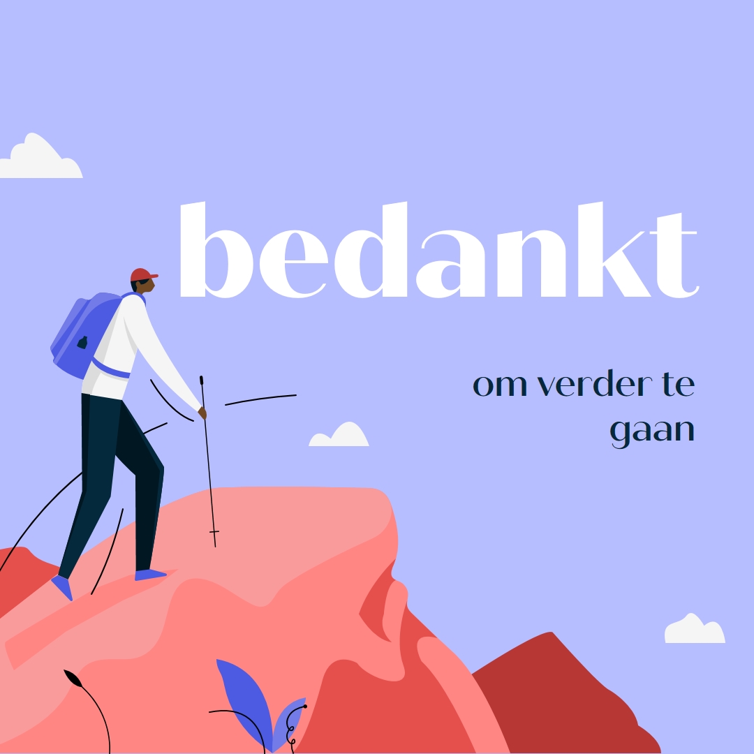 Bedankkaartje aan werknemer blue simple,inspiring,mountain,graphic,illustration,bold