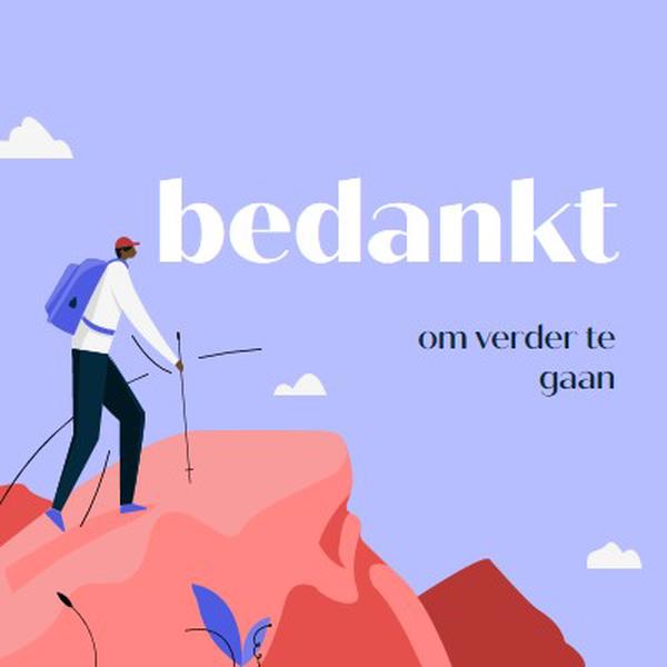 Bedankkaartje aan werknemer blue simple,inspiring,mountain,graphic,illustration,bold