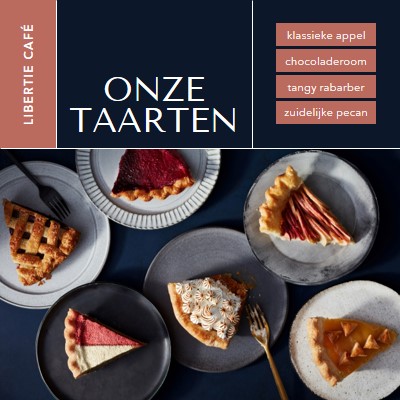 Geniet van onze taarten blue simple,classic,organized