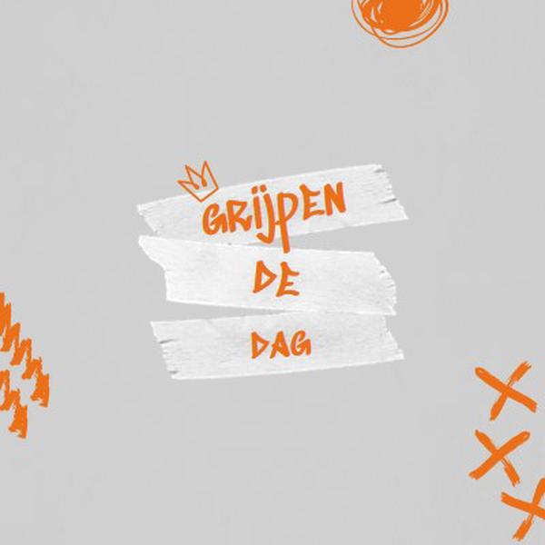 Grijp de dag orange modern,grungy,scribbles,doodles,irregular,brushstroke