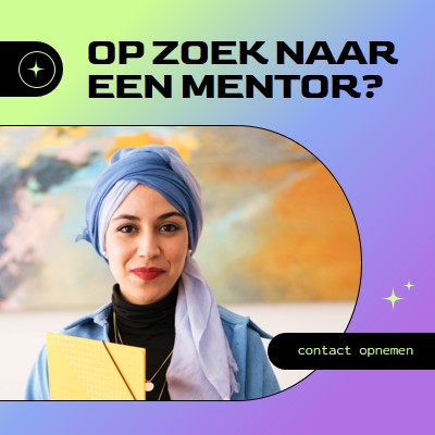 Op zoek naar een mentor? purple modern,bold,gradient,geometric,photo,sparkle