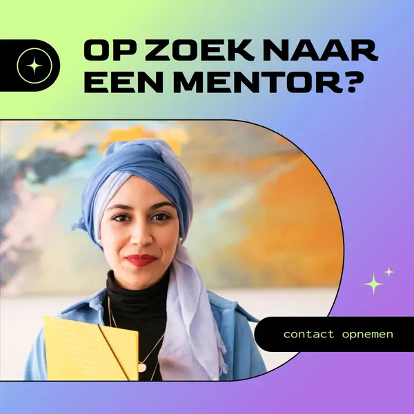 Op zoek naar een mentor? purple modern,bold,gradient,geometric,photo,sparkle