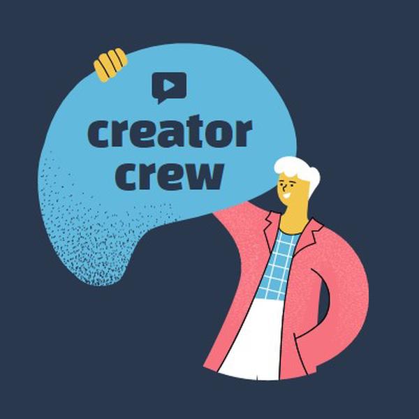 Online community creator crew blue organic,bright,illustration,graphic,simple,vibrant